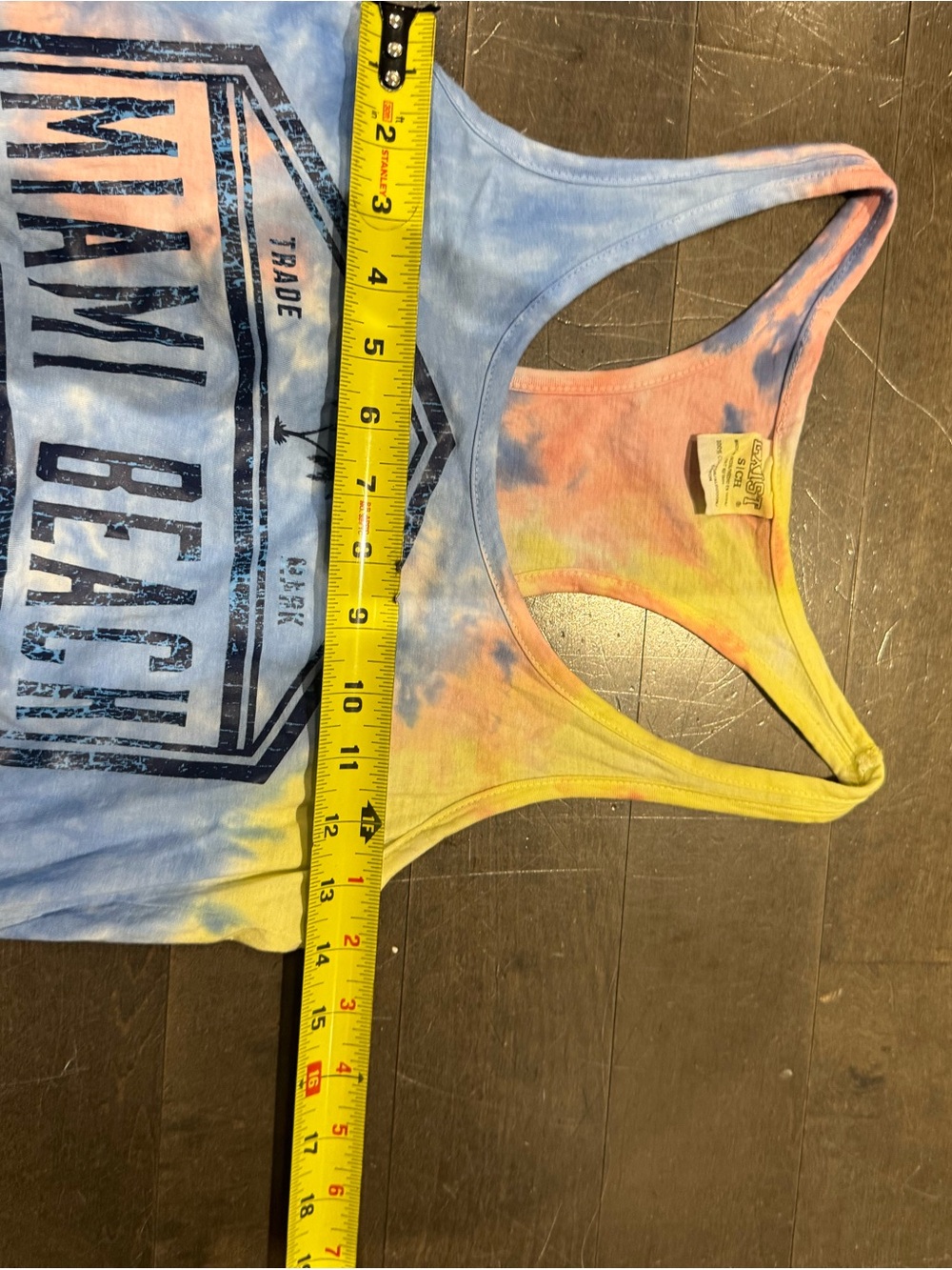 Exit Miami Beach Tie-Dye Fringe Tank Top | Size S - Picture 9 of 11